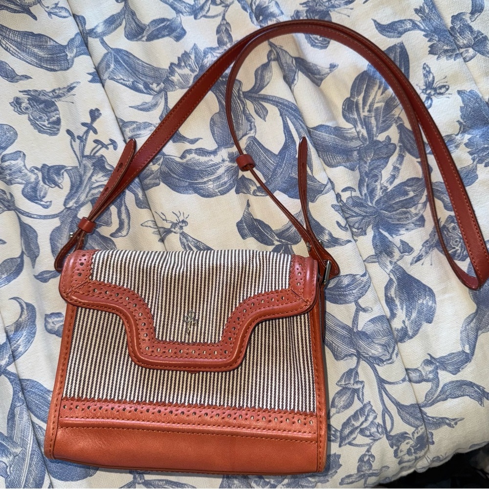 Cole Haan Striped Leather Crossbody Bag Orange